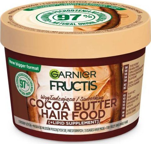 Fructis Hair Food Maska wygładzająca do włosów puszących się i niesfornych - Cocoa Butter 400ml