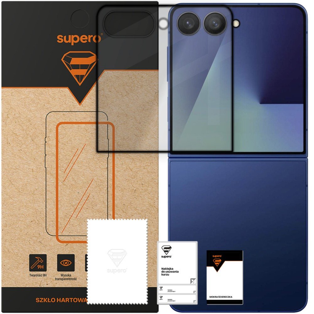 Szkło hartowane Supero do Samsung Galaxy Z Flip 7, z czarną ramką