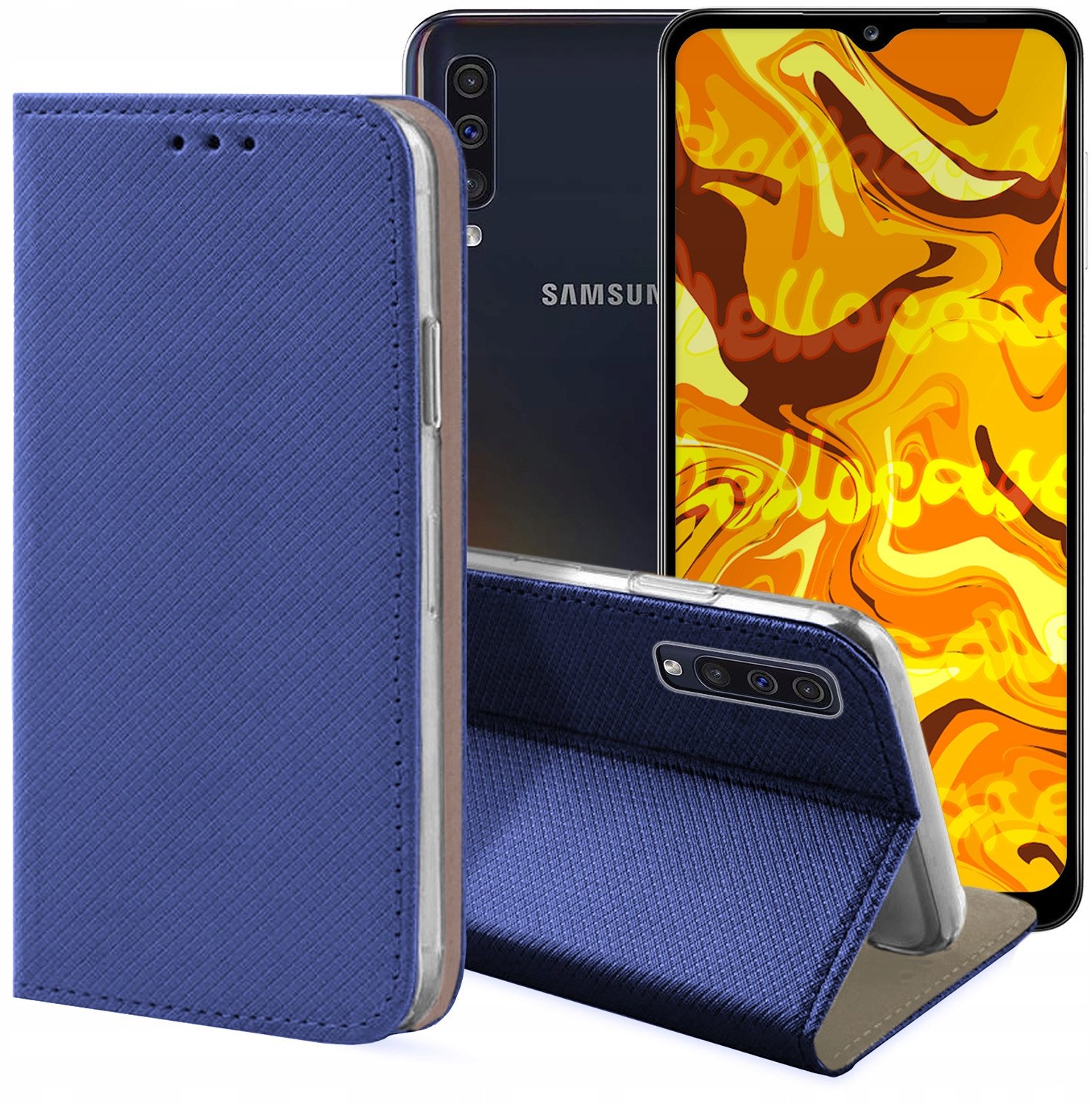 ETUI Z KLAPKĄ DO SAMSUNG GALAXY A50 / A30S / A50S GRANATOWE MAGNETYCZNE
