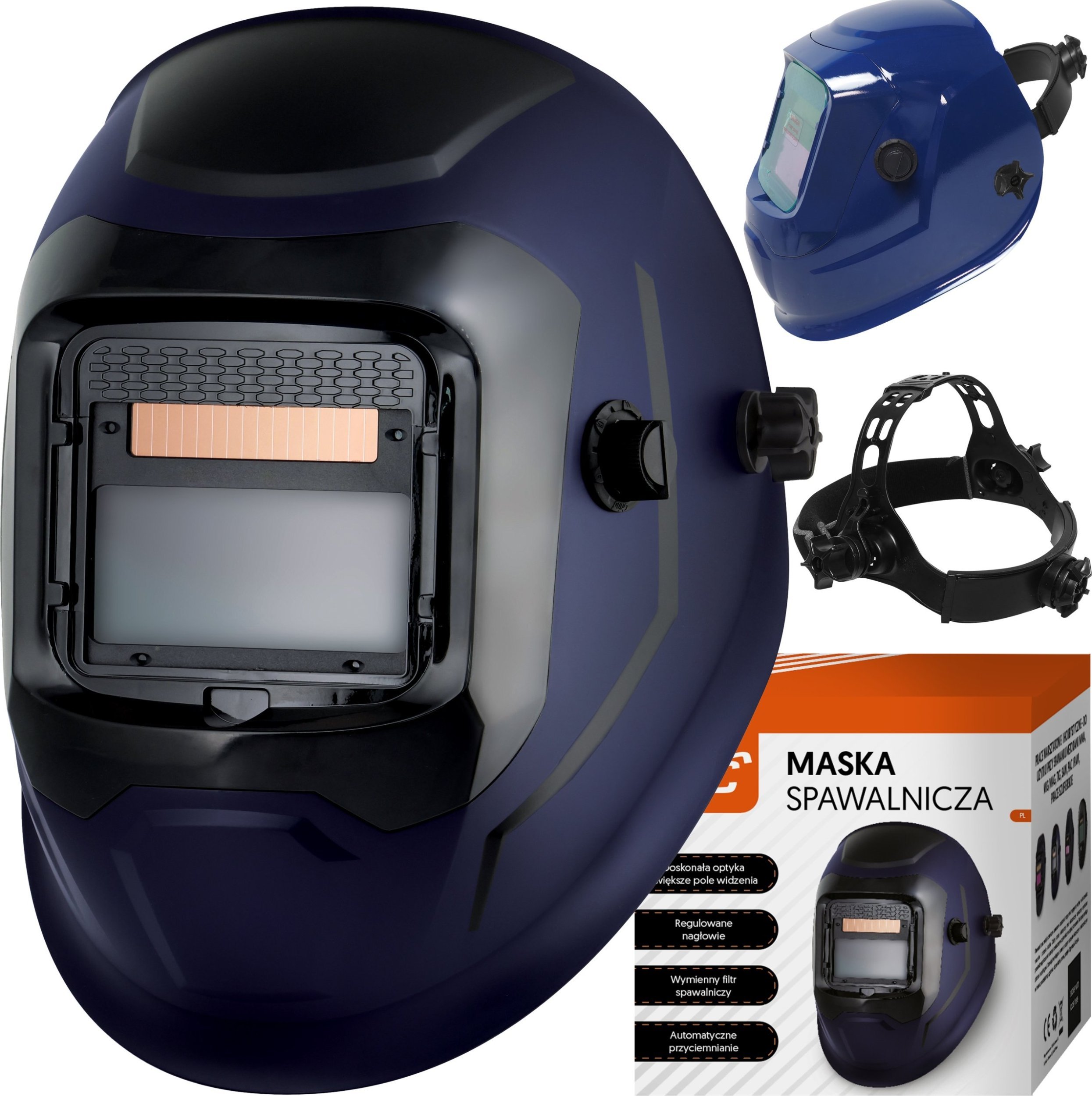 Maska spawalnicza PAX samościemniająca z filtrem reg.DIN 9-13 Bateria słoneczna/ bat. litowa CR2032