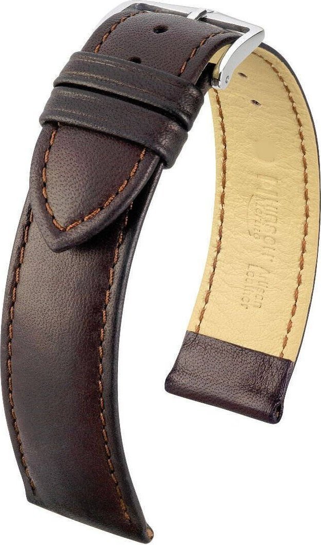 Hirsch Brązowy pasek skórzany 18 mm HIRSCH Merino 01206010-2-18 (L)