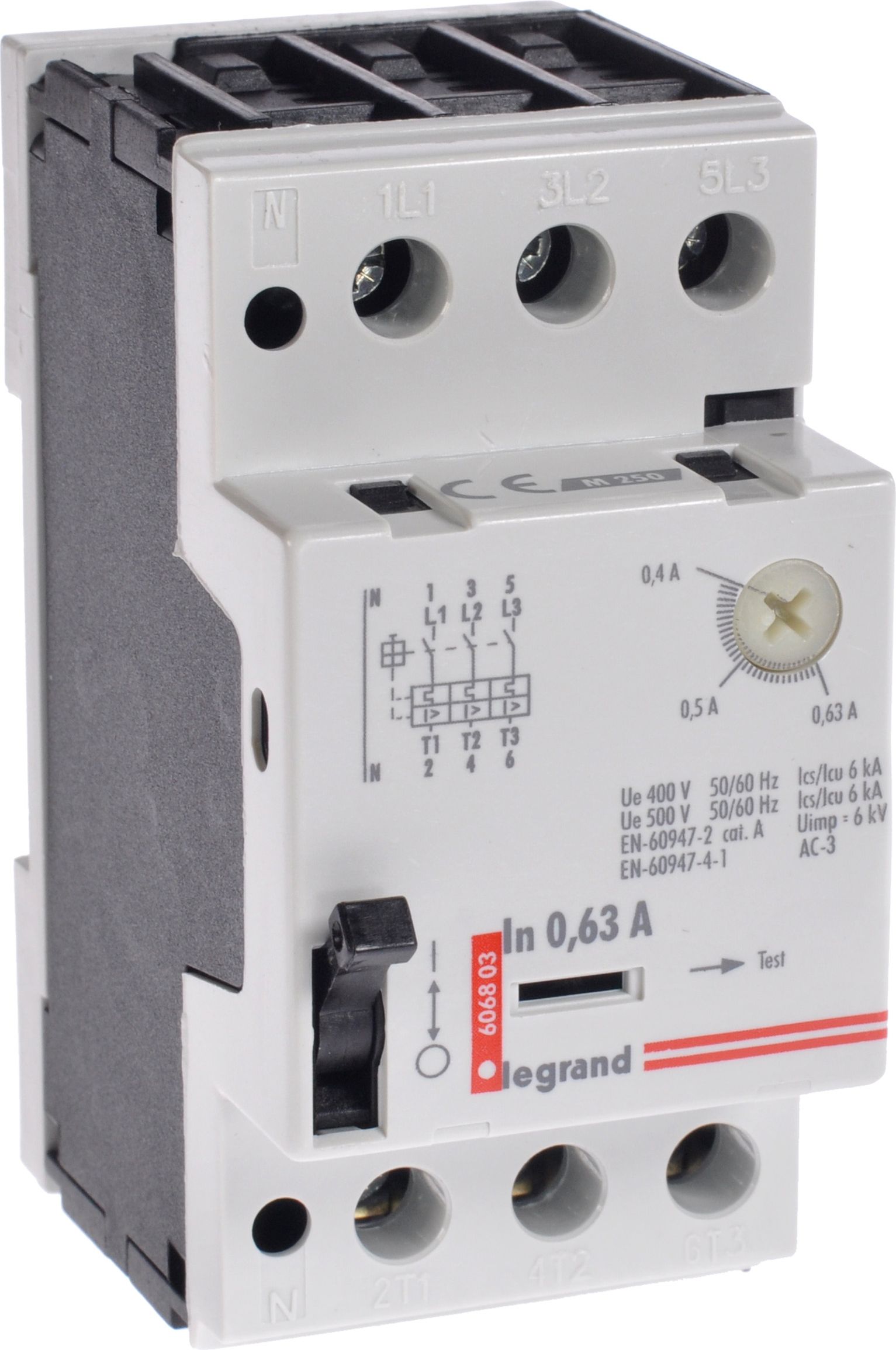 Legrand Wyłącznik silnikowy 3P 0,12kW 0,4-0,63A M 250 0,63 606803