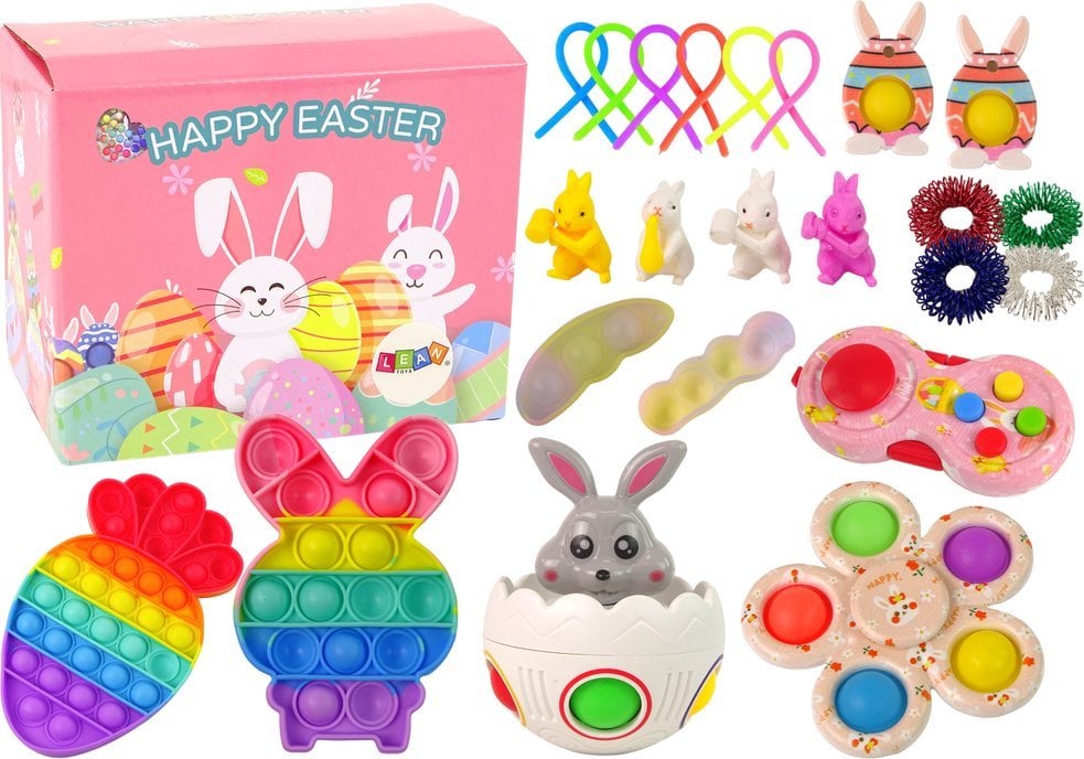 LeanToys Zestaw Zabawek Wielkanocnych Fidget Toys Pop It 25 Elementów