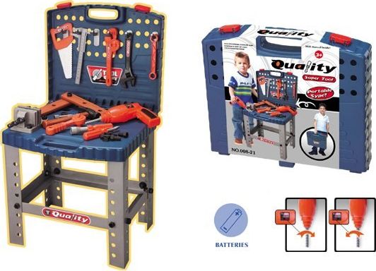 Ikonka Warsztat stolarski w walizce - wiertarka, klucze, młotek