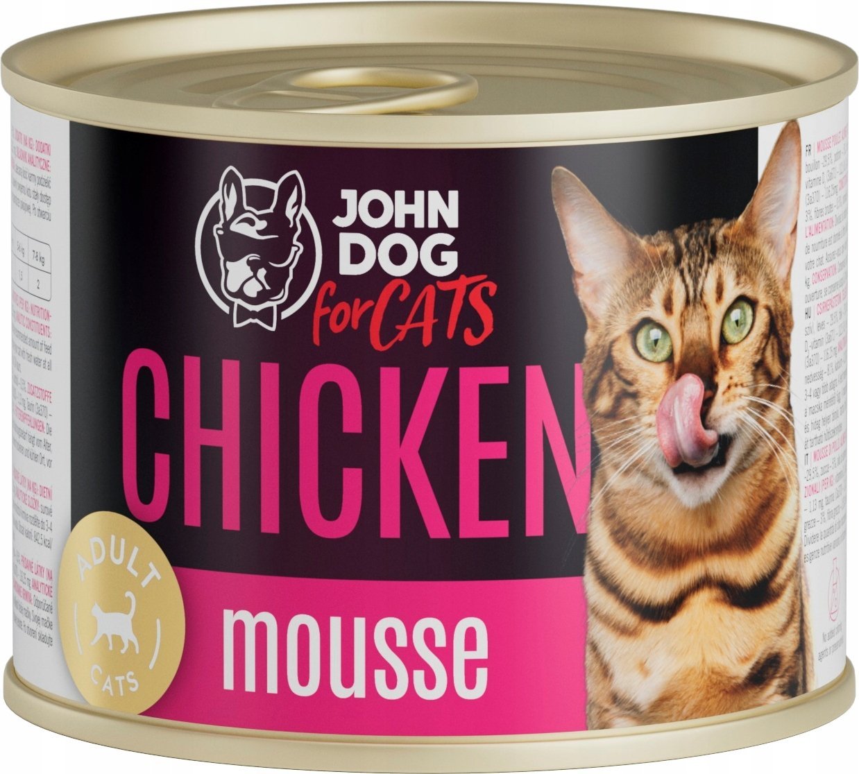 John Dog JD for CATS Dorosły kurczak mus puszka KARMA MOKRA 200g*12