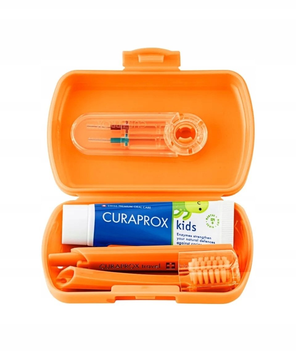 Curaprox TRAVEL SET KIDS POMARAŃCZOWY