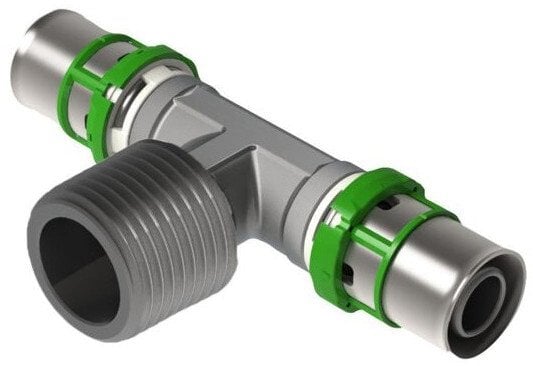 Trójnik GZ zaprasowywany MultiSkin mosiądz/cynowany 16x1/2x16