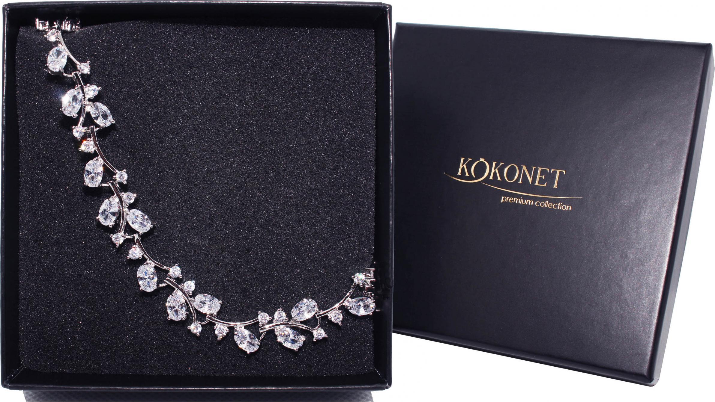 KOKONET bransoletka kwiatowa SREBRNA motyw ROŚLINNY ślubna