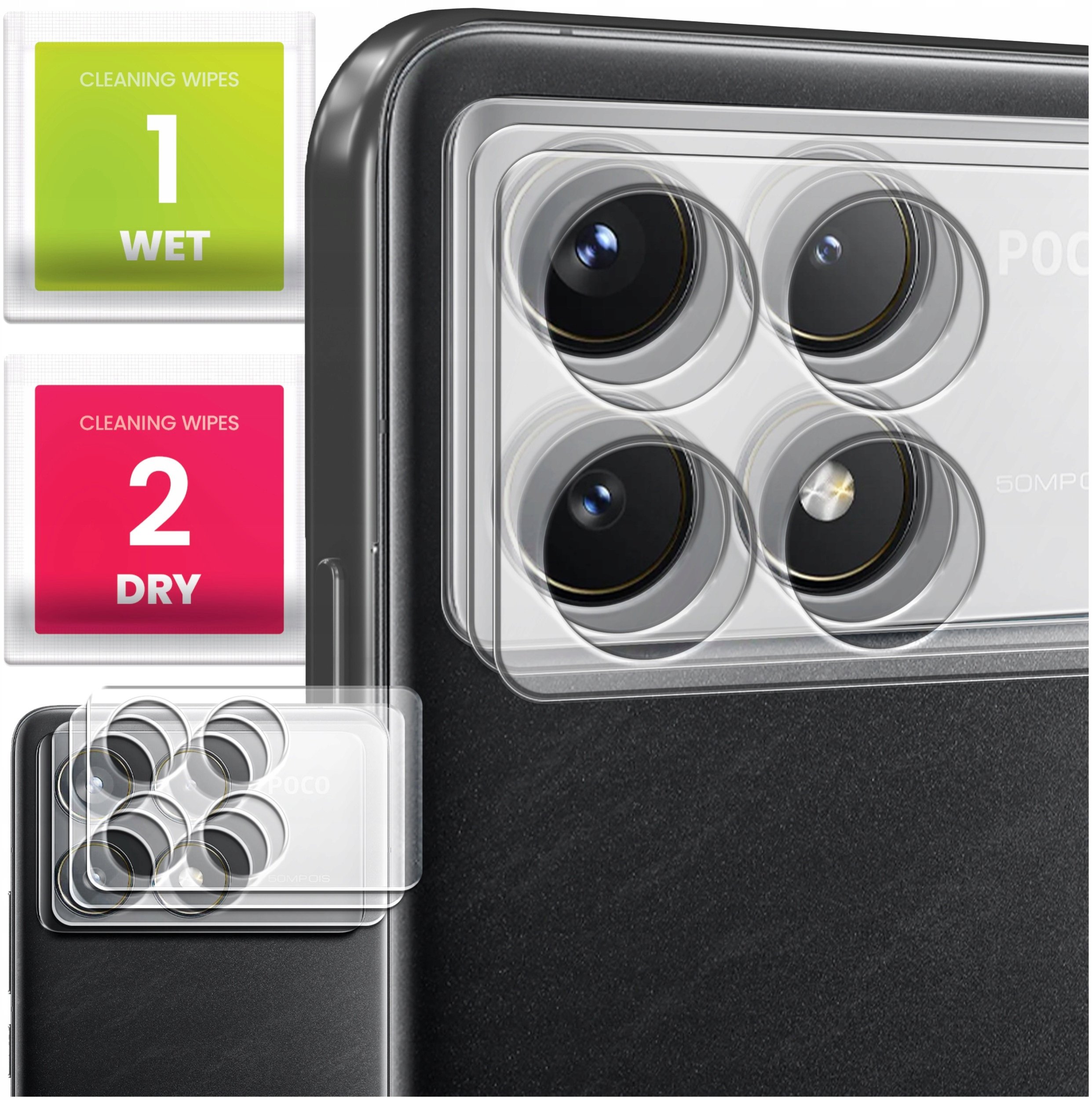 3-PAK Szkło Na Aparat Do Xiaomi Poco F6 Pro (Hartowane, Ochronne, 9H)