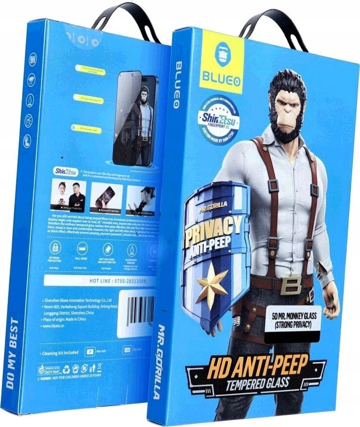 Blueo Szkło Hartowane 5D Mr. Monkey Glass - do Samsung Galaxy S24 Ultra czarny (Strong Privacy)