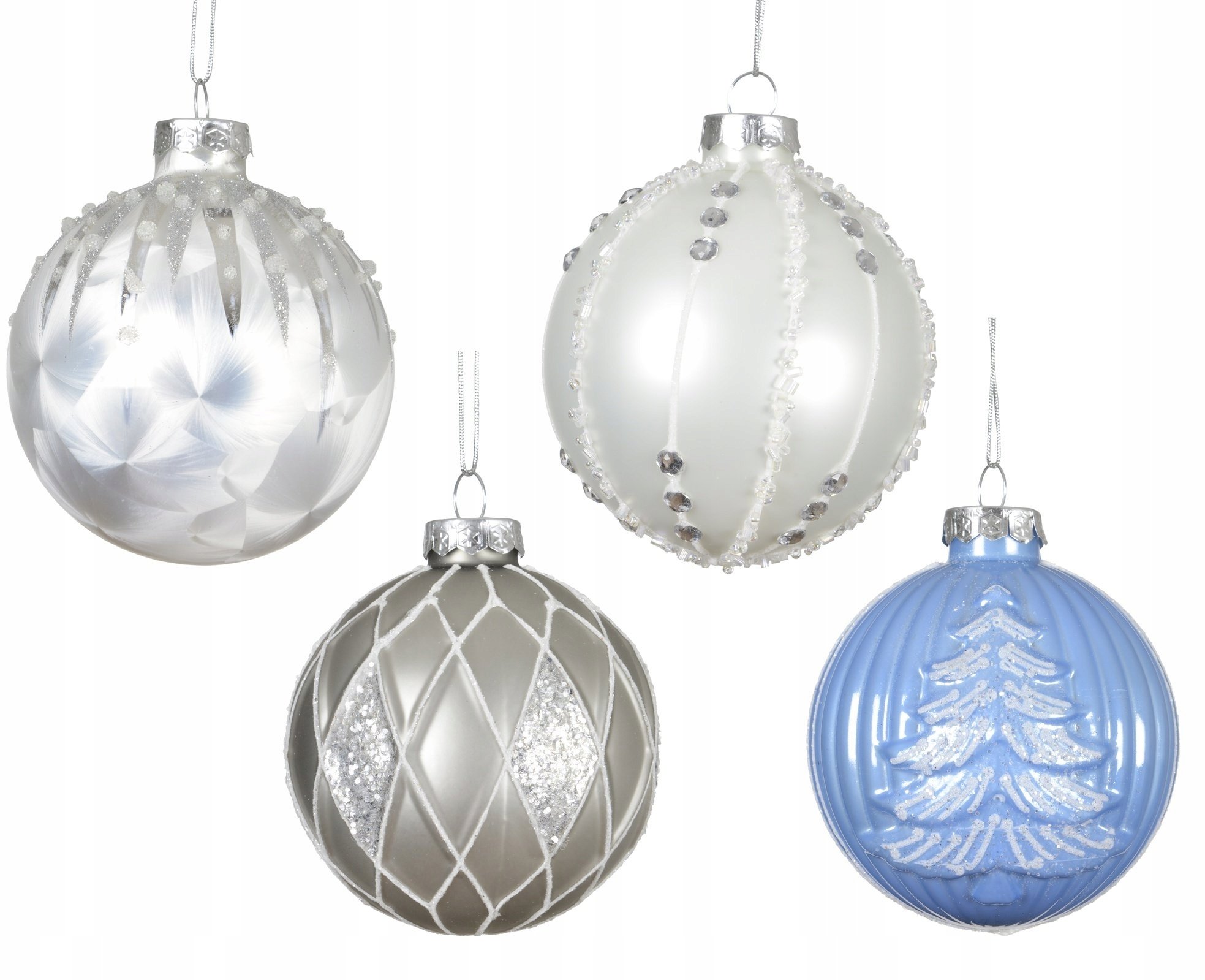 Bombka choinkowa szklana dekorowana okrągła 8cm 1szt