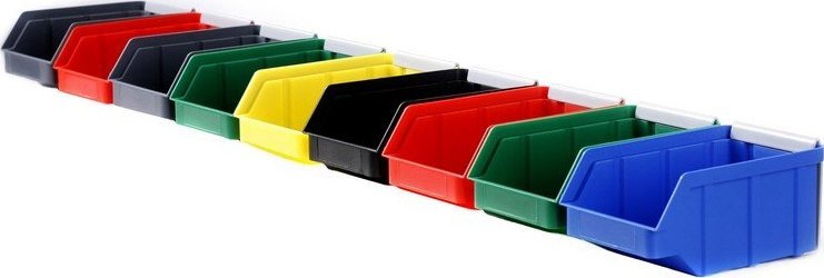 qBox Listwa do zawieszania pojemników warsztatowych, wym. listwy 910 x 80 mm - 9 pojemników (Listwa z pojemnikami)