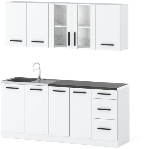 Meble Kuchenne Białe Mat Nowoczesne Rest 2.0m Zestaw Kuchenny Modułowy