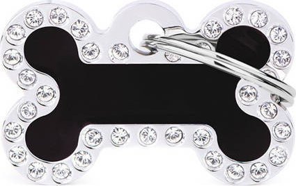 Zawieszka Adresówka Identyfikator z grawerem dla psa i kota czarna kość glam