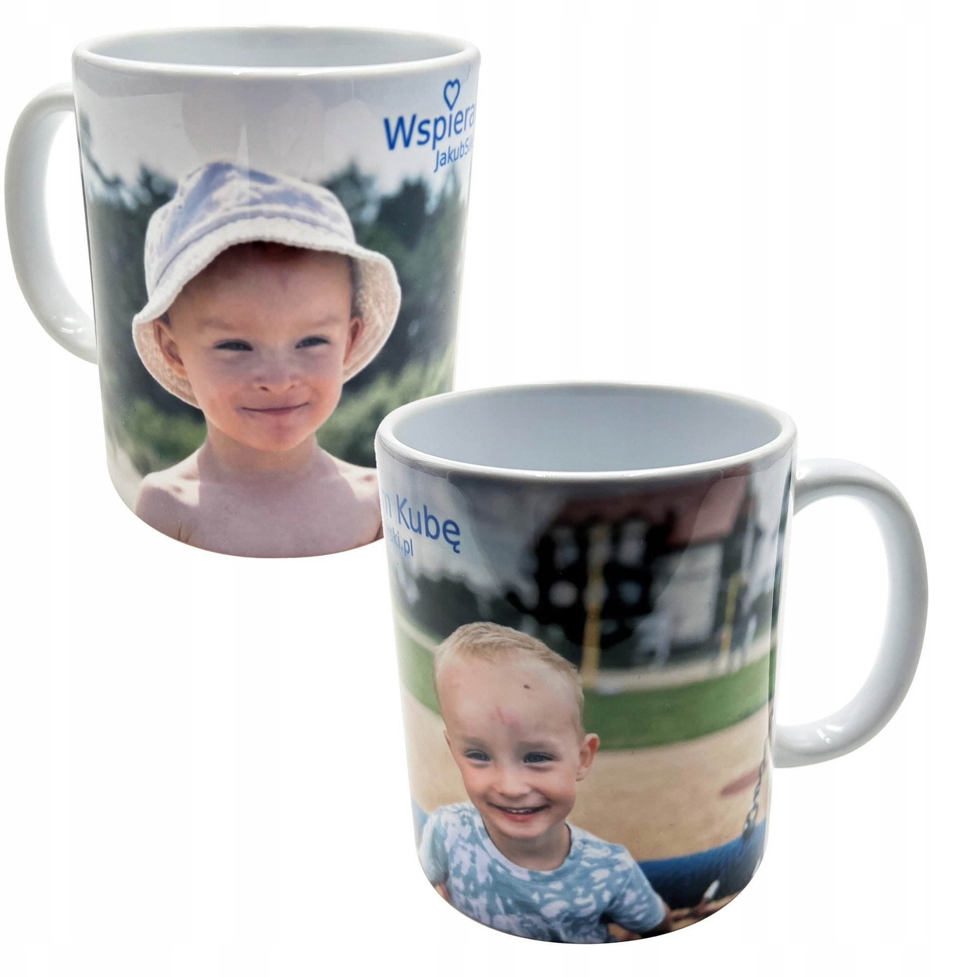 GADŻET REKLAMOWY JakubSikorski - KUBEK BIAŁY Z UCHEM I NADRUKIEM