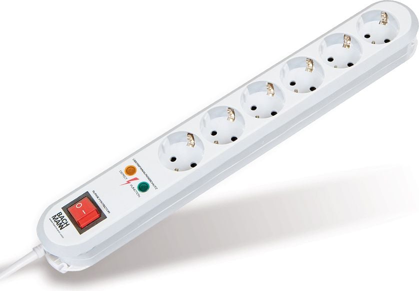 Listwa zasilająca Bachmann przeciwprzepięciowa 6 gniazd 1.5 m biała (381.2501K)