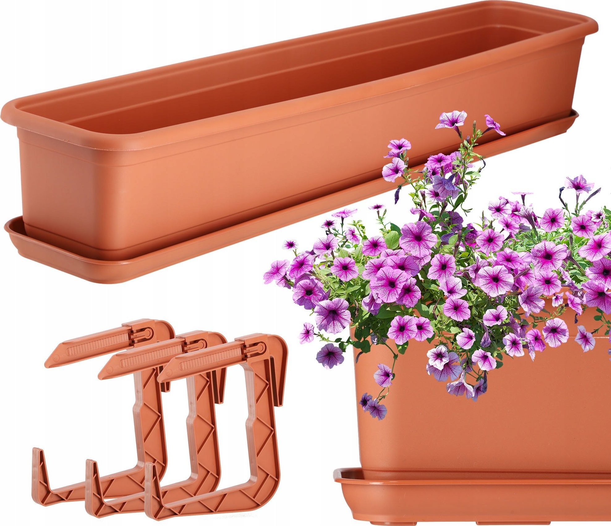 Kadax KADAX Doniczka Skrzynka Balkonowa 80cm + 3 Uchwyty