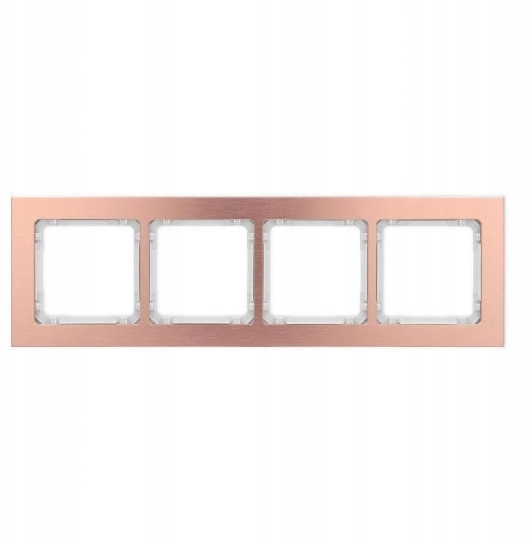 DECO Ramka uniwersalna poczwórna - aluminium szczotkowane (ramka: kolor miedziany spód: biały) 9-0-DRA-4