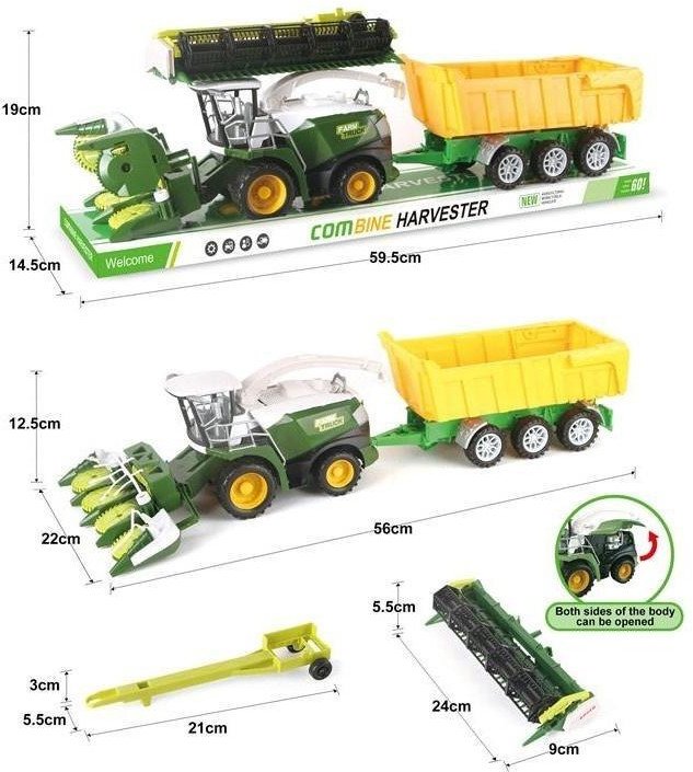 Kombajn z żółtą przyczepą