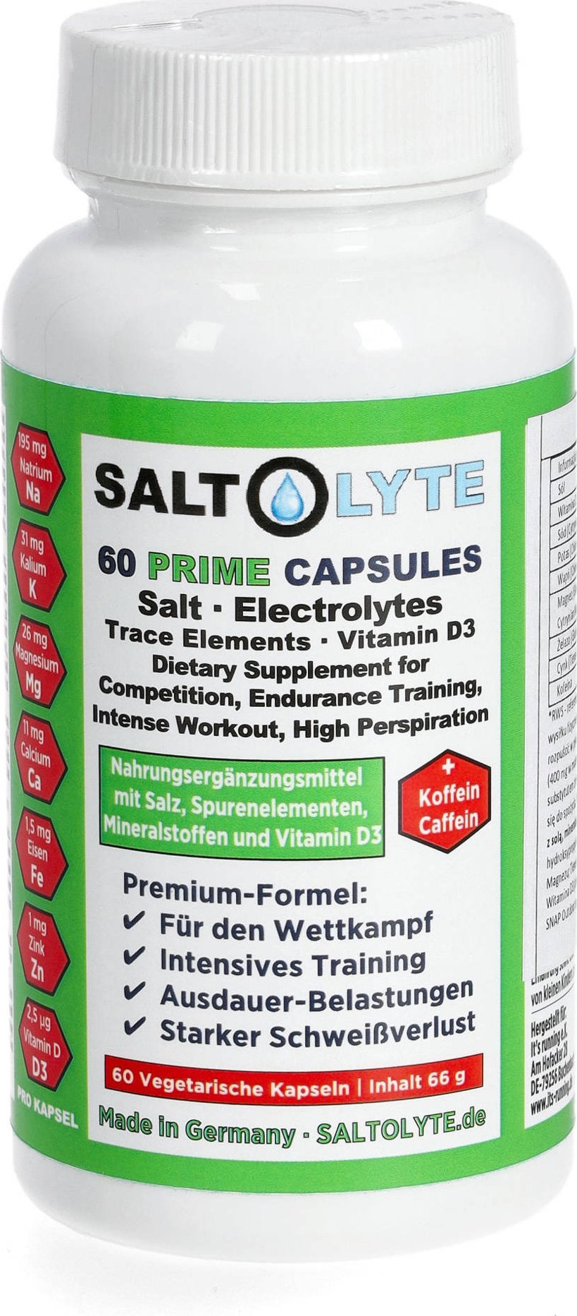 SaltStick Elektrolityczne kapsułki Saltolyte Prime - 60szt - Bezsmakowe Uniwersalny