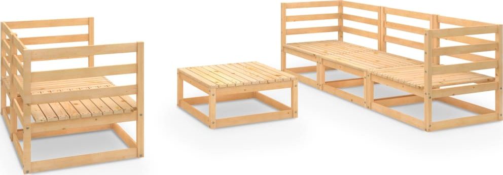 vidaXL 6-cz. zestaw mebli ogrodowych, lite drewno sosnowe