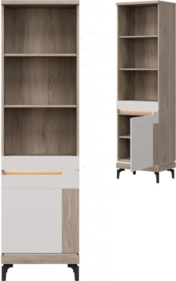 BogFran Regał PRAWY wysoki Szafka z półkami otwartymi Dąb Cremona ASTON AN08