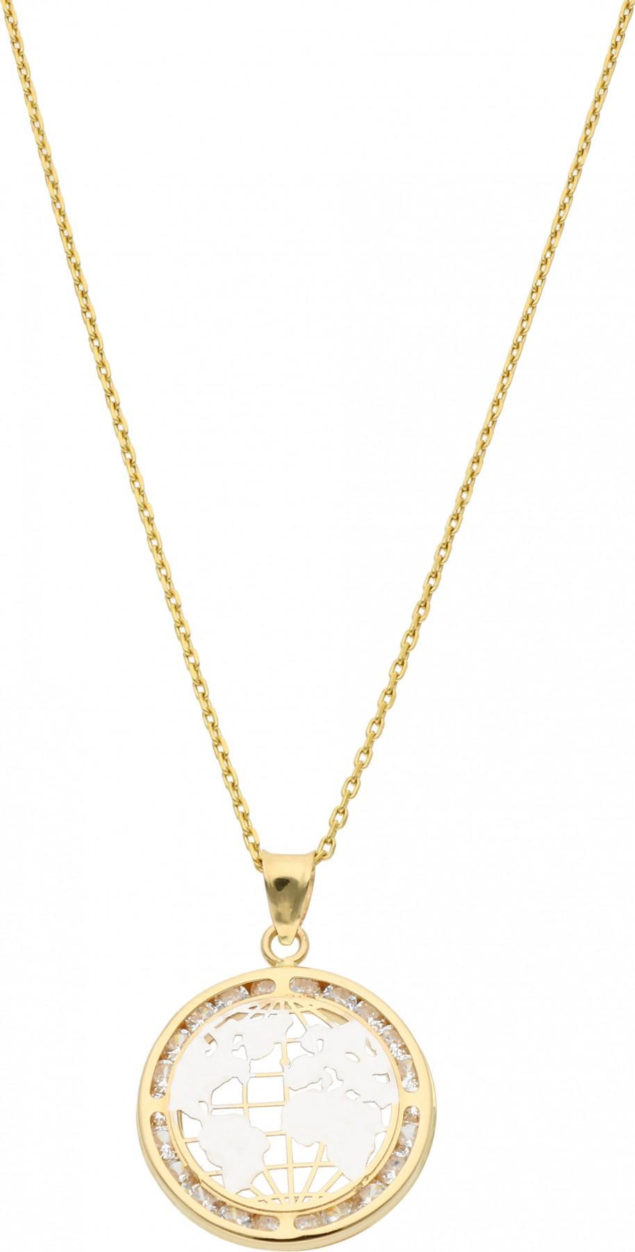 Rosanto Złota zawieszka mapa świata z cyrkoniami 585 14k