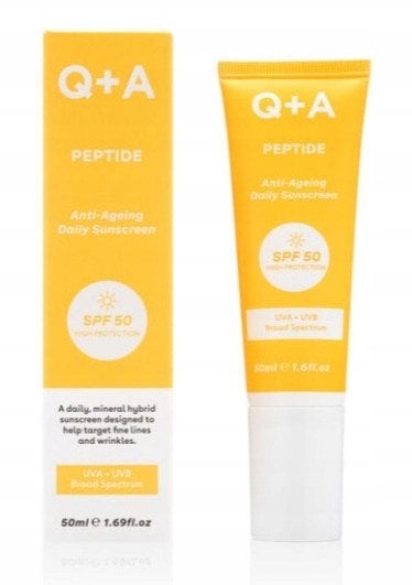 Apsauginis veido kremas nuo saulės Q+A Peptide Anti-Ageing SPF50, 50 ml