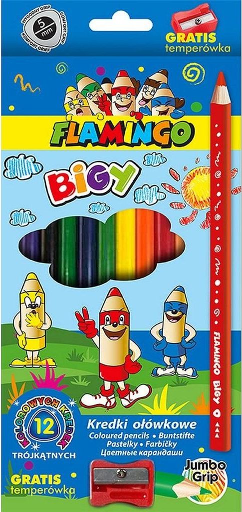 Titanum Kredki ołówkowe jumbo 12 kolorów + temperówka