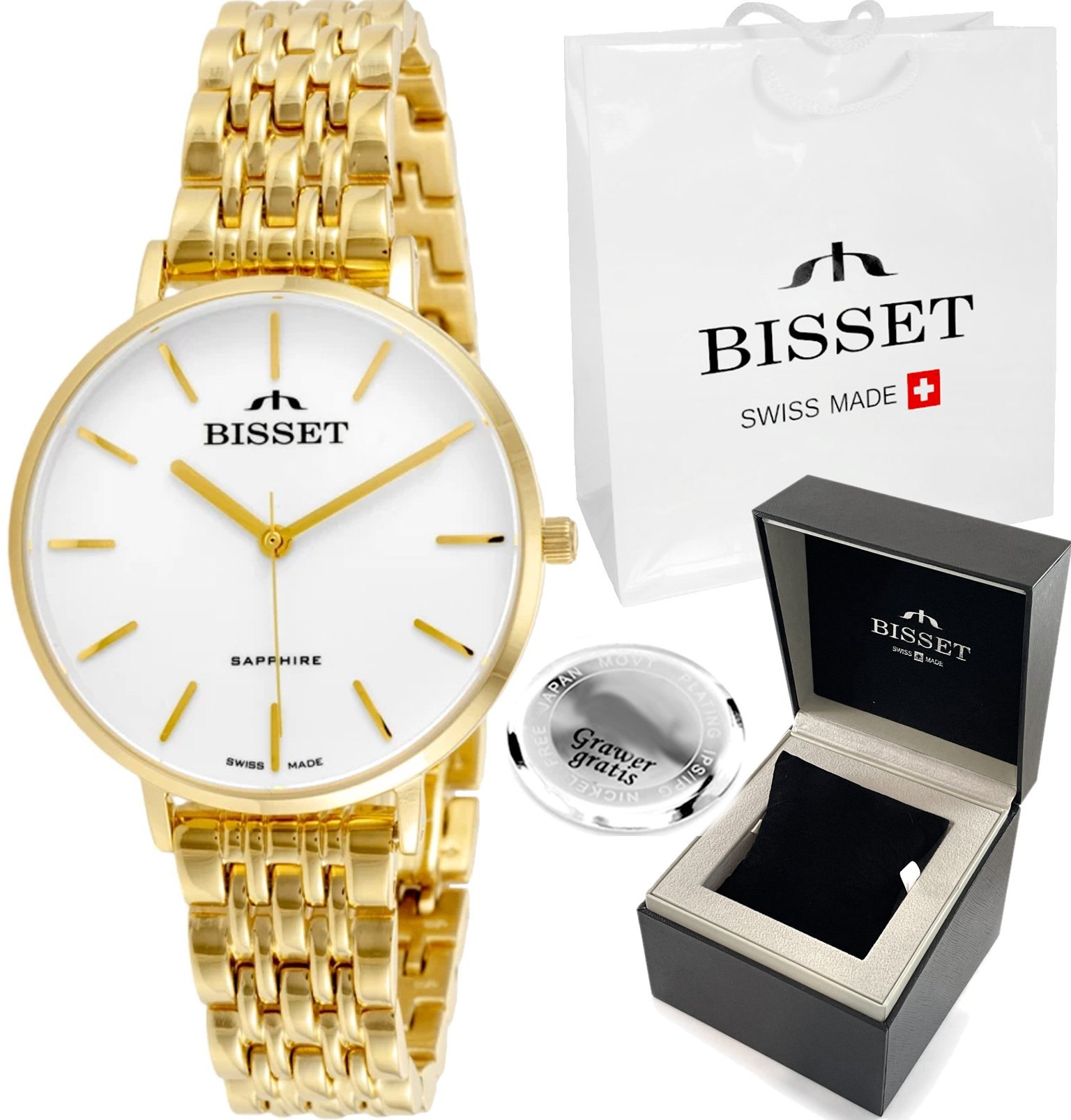 Zegarek Bisset Szwajcarski zegarek damski F32-ZST z GRAWEREM