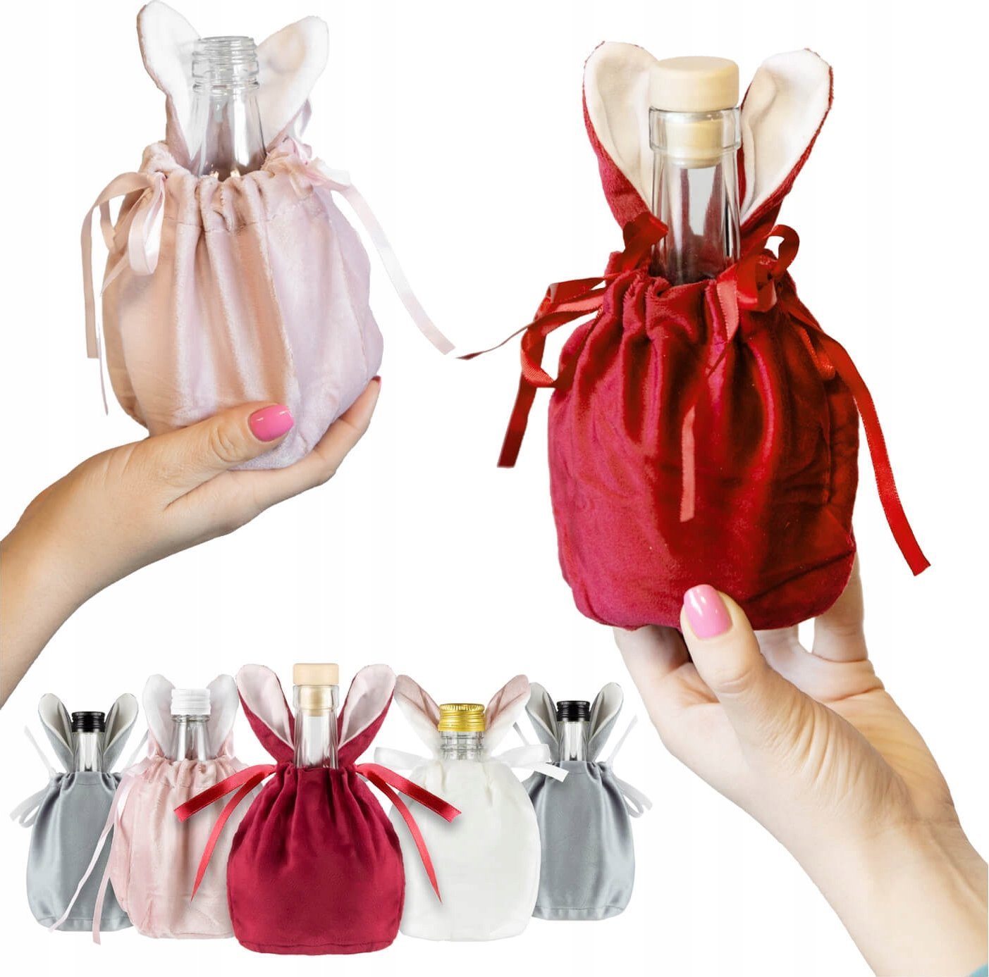 Worek na butelkę KRÓLIK WIELKANOC Etui na butelkę, prezent ozdobne opakowanie