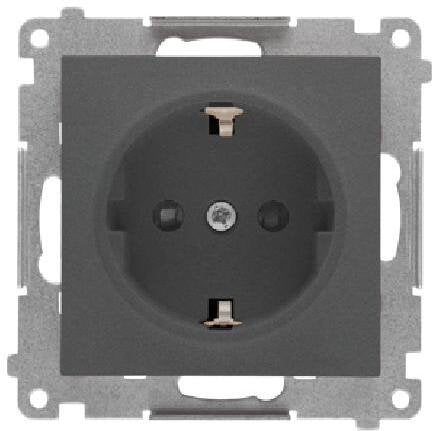 Kontakt-Simon Gniazdo Schuko z przesłonami (moduł) 16 A, 250 V~, szybkozłącza Grafitowy mat TGSZ1CZ.01/116