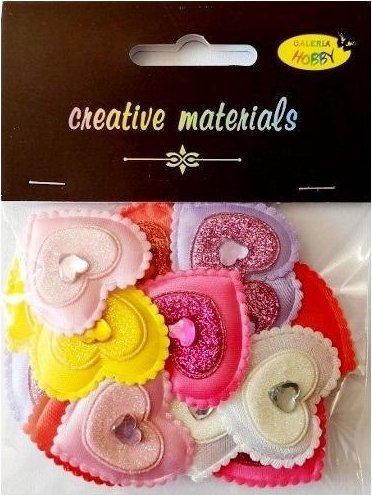 Aplikacje materiałowe serca z kryształ 3,5cm 18szt