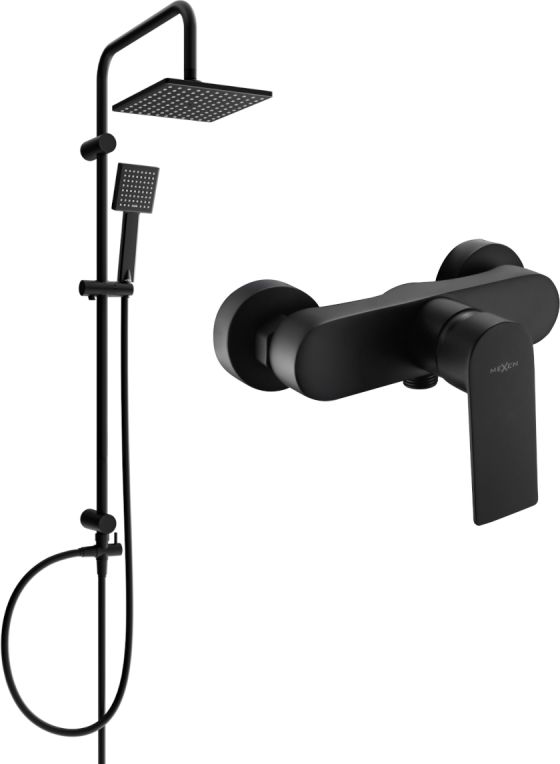 Zestaw prysznicowy Mexen Mexen Tord zestaw prysznicowy natynkowy z deszczownicą i baterią prysznicową Royo, czarny - 72240200-70