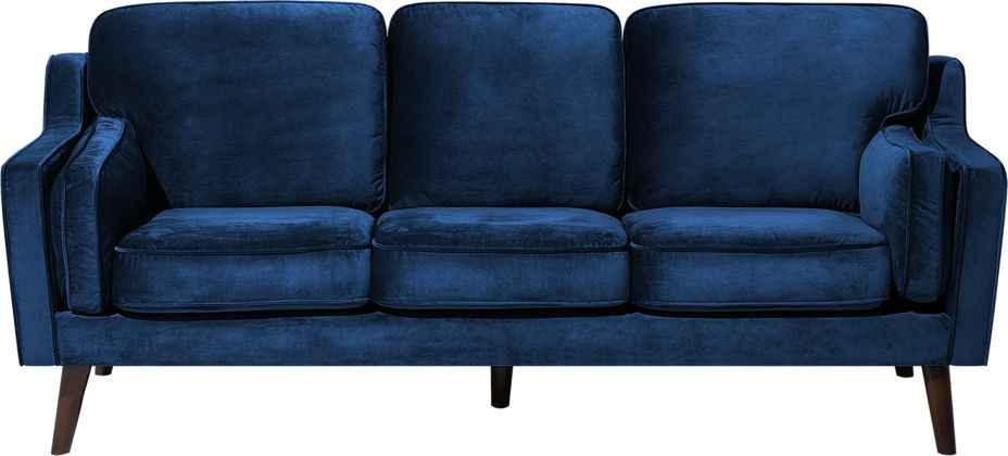 Beliani Sofa 3-osobowa welurowa niebieska LOKKA