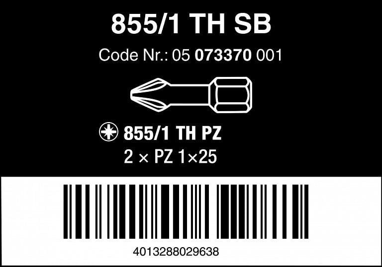 SCREWDRIVER BIT WERA TORSION 2PCS PZ1X25