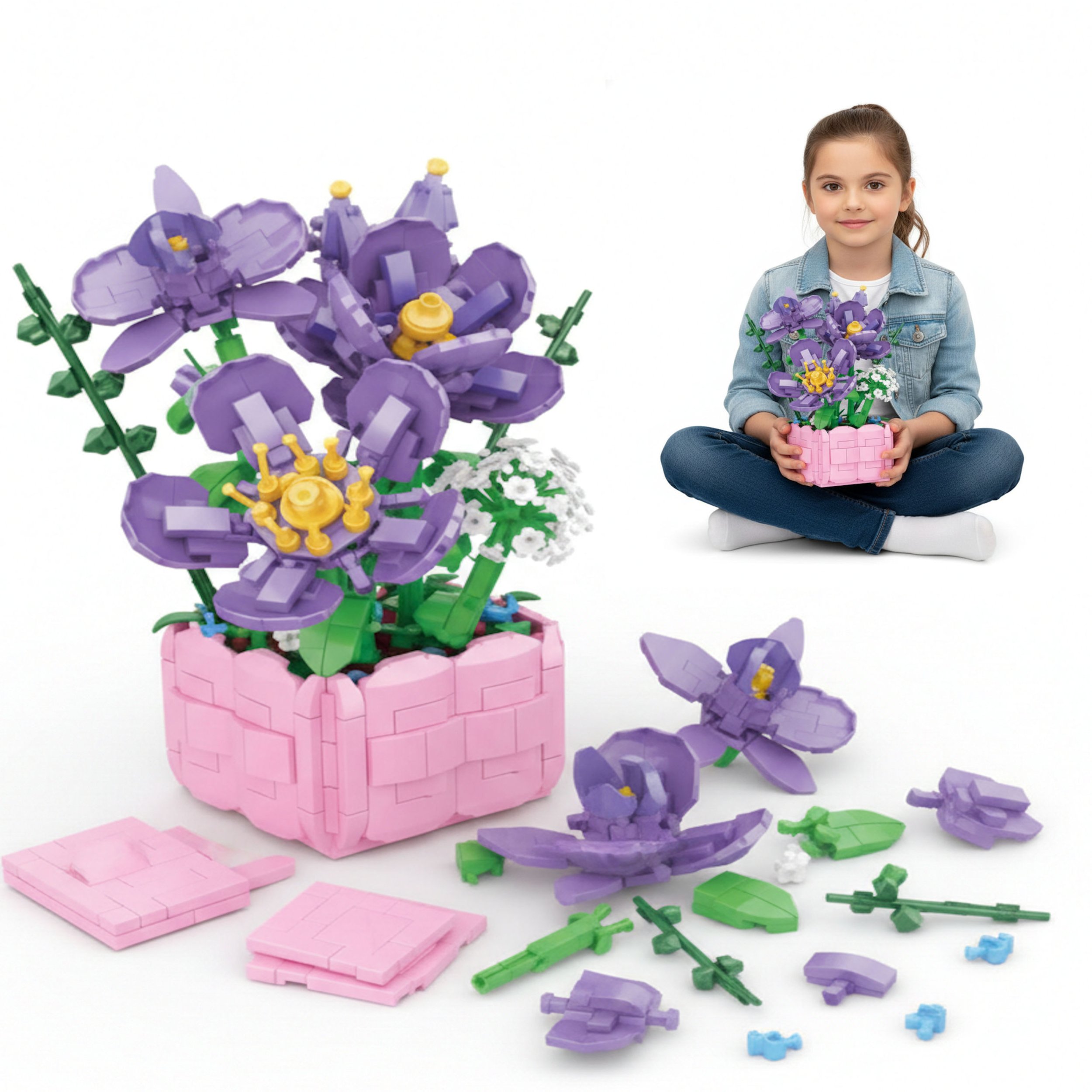 Coil zestaw klocków konstrukcyjnych 583 el. elementy kwiaty narcyz biały w donicy