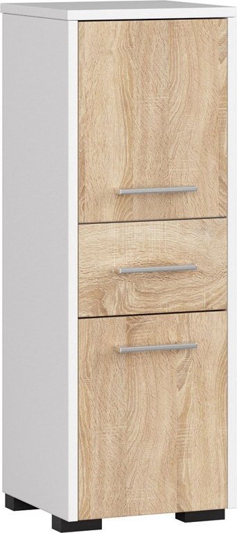 Elior Niski regał łazienkowy z półkami biały + dąb sonoma - Mireco 3X