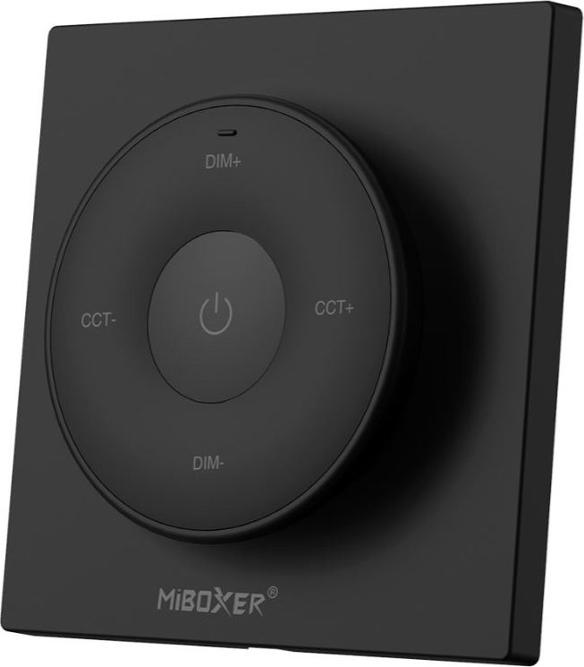MiBoxer panel ścienny ściemniacz + CCT regulator, 1-strefowy, kwadratowy uchwyt, czarny, przenośn...