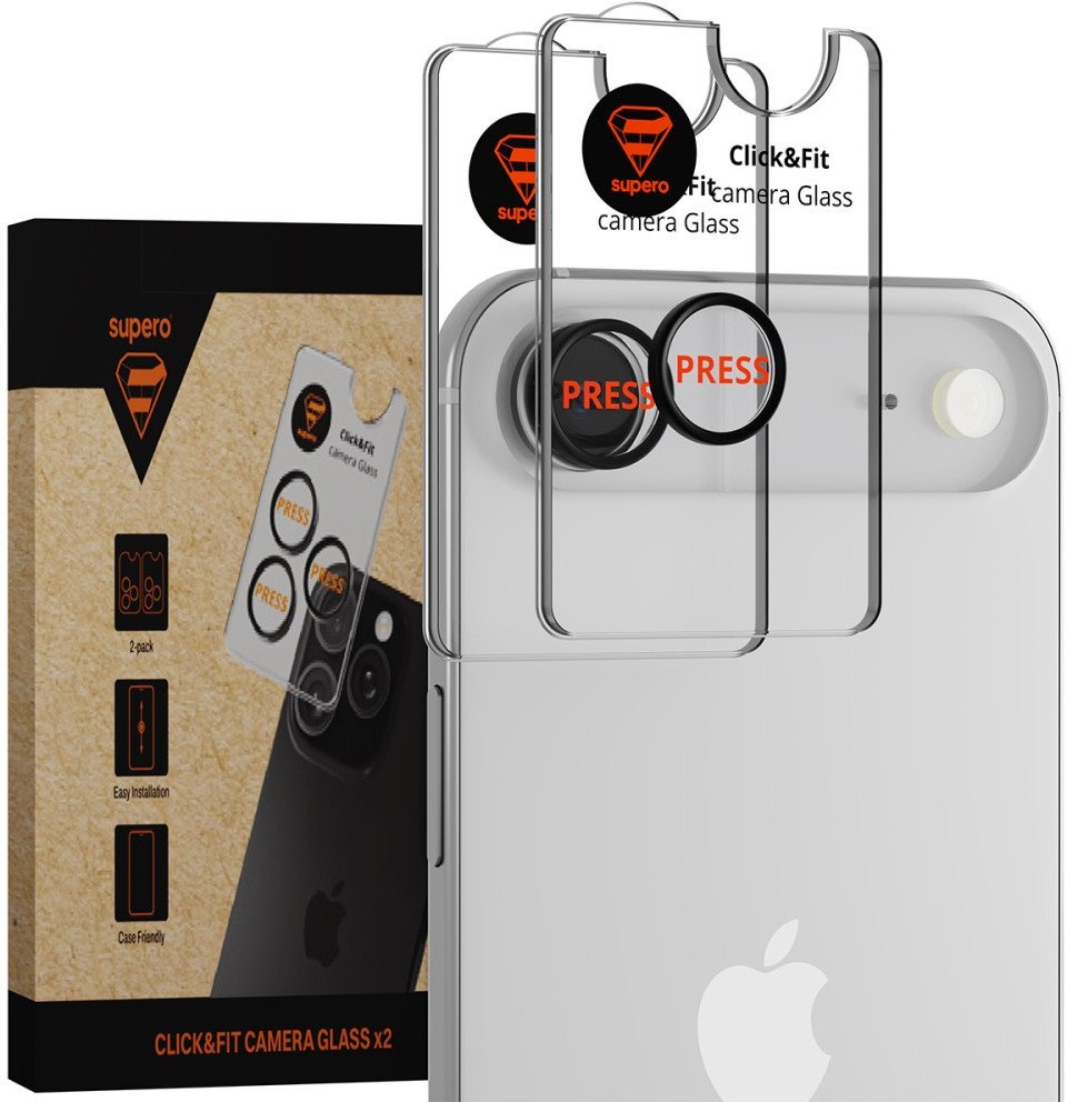 Szkło hartowane Supero do iPhone 17 Air, przezroczyste z czarną ramką, 2 szt.