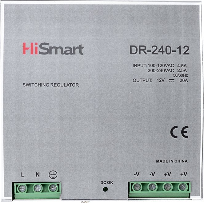 Zasilacz Hismart Maitinimo šaltinis 12V, 20A, 240W, DIN