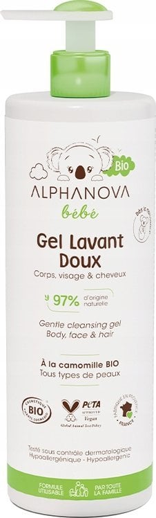 Alphanova Bebe Alphanova Bebe Bio, Delikatny żel myjący dla niemowląt 2 w 1, 400ml