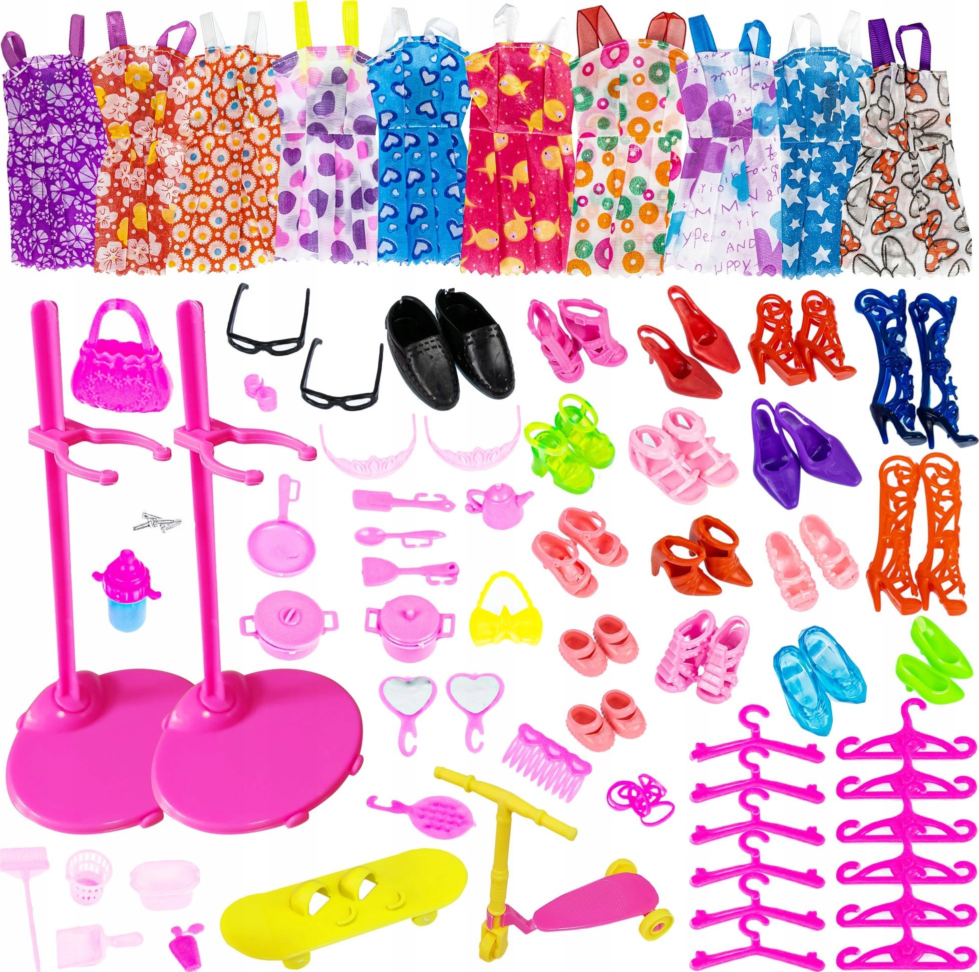 Ubranka Sukienki Dla Lalek + Akcesoria Buty Zestaw