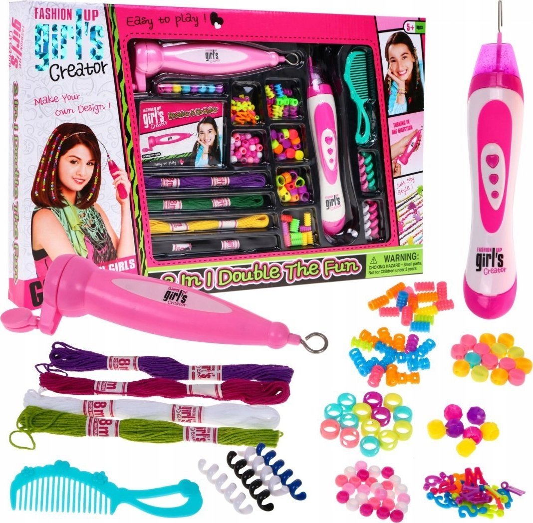 Ramiz Zestaw koralików do włosów i bransoletek dla dzieci 5+ Maszynki do nawlekania zaplatania + akcesoria