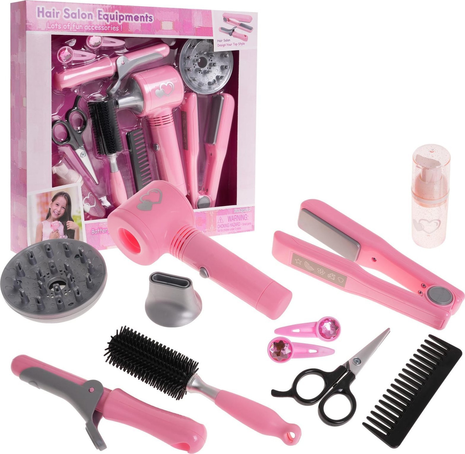 Ramiz Zestaw Małej Fryzjerki dla dzieci 3+ Interaktywna Suszarka + Lokówka + Prostownica + Akcesoria