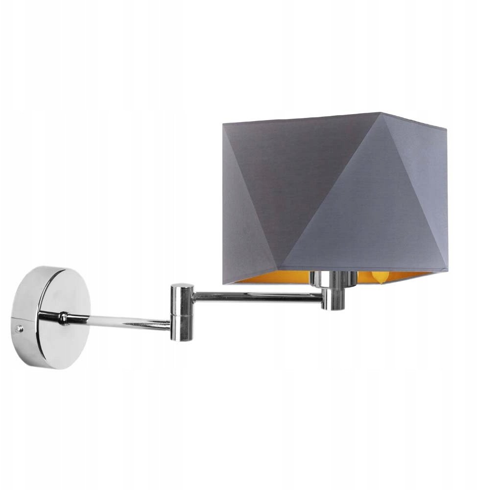 Kinkiet regulowany prawo-lewo LED do sypialni HANOI GOLD z abażurem ze złotym wnętrzem