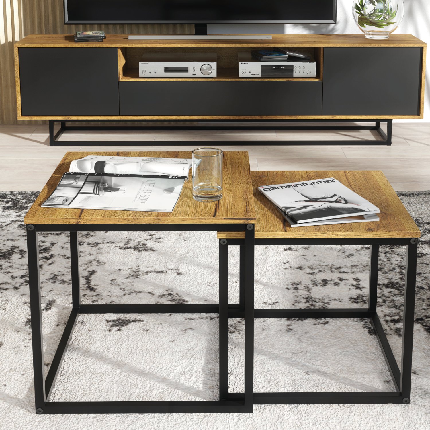 Stolik Kawowy 2w1 Loft ONE FURNITURE - Laminat Dębowy