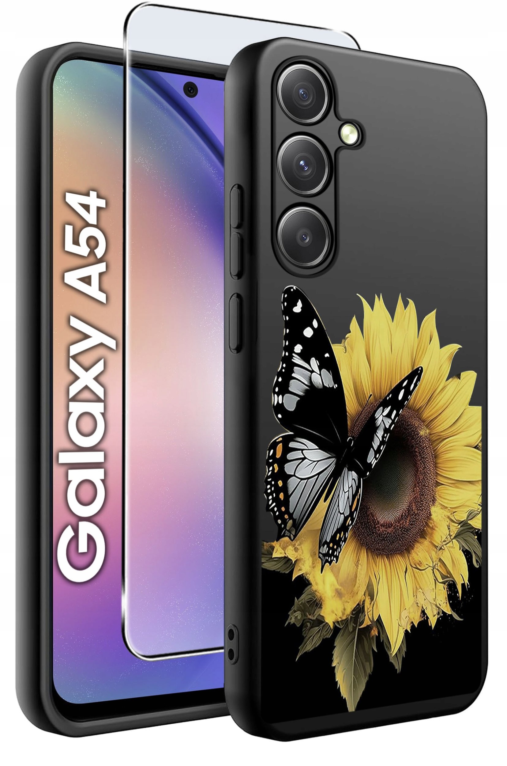 ETUI do Samsung A54 5G WZORY | SILIKONOWE MATT CASE + SZKŁO 9H