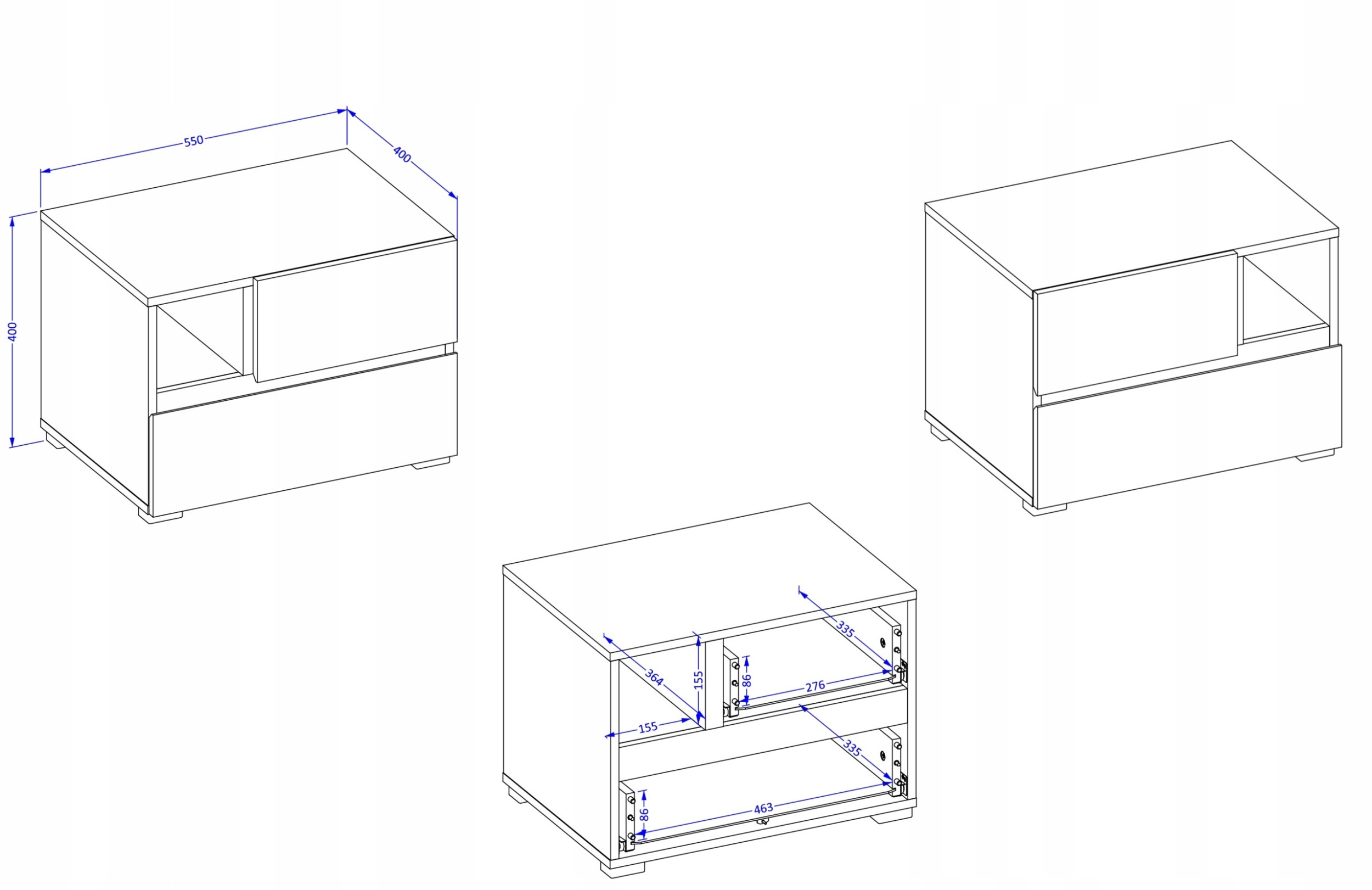 Szafka nocna CROSS S-2S congo/czarna HELVETIA