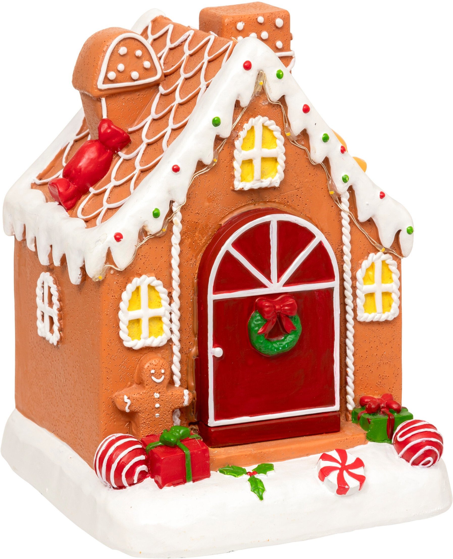 Domek z piernika, 8 LED, ruchomy z dźwiękiem, 16,2 cm